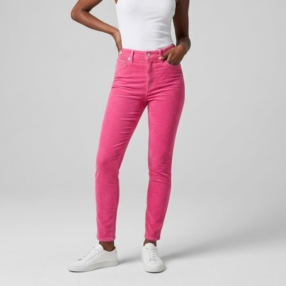 Alice + Olivia‎ Good High Rise Ankle Skinny Corduroy Pants Pink 29